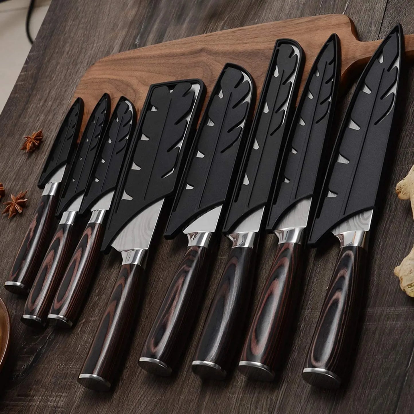 Kitchen Knife Professional Chef Knives Set 7CR17 High Carbon Steel Japanese Damascu Laser Gyuto Meat Cleaver Slicer Santoku Tool