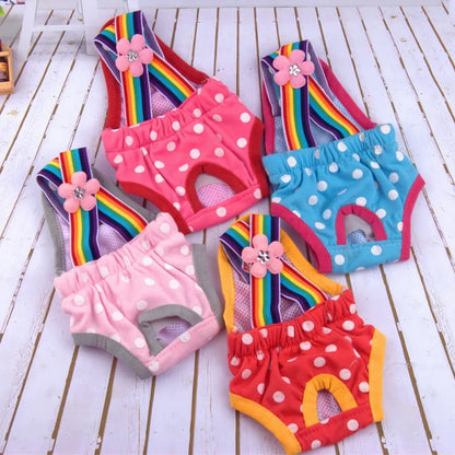 Washable Female Dog Diaper Sanitary Shorts Panties Pet Physiological Pants Dog Clothes Dot Print Underwear Briefs Pet Products