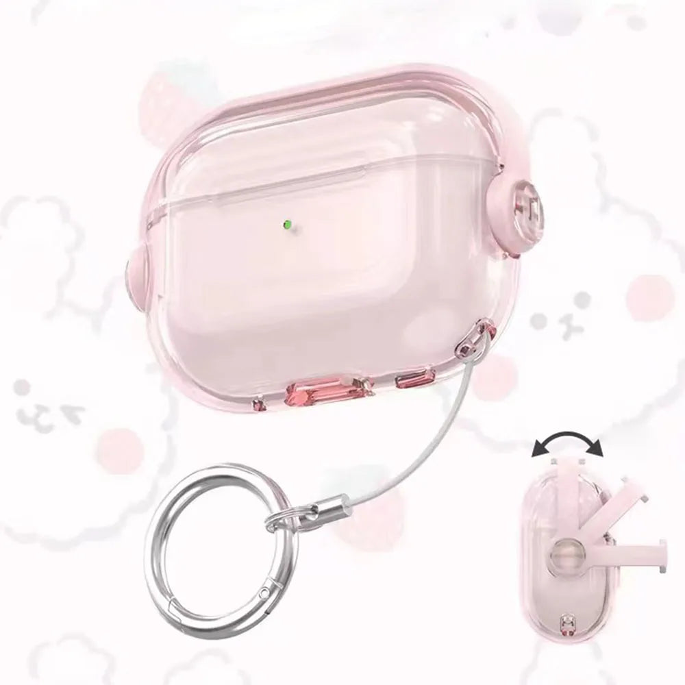 Security Lock Transparent Cover For Airpods Pro 2 Case Cute Candy Color Clean Earphone Case For Airpods 4 3 1 2 4th Phone Holder