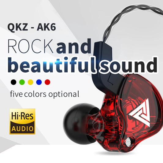 Genuine QKZ AK6 Gaming Headset Gamer Headphones 3.5mm Cable Ear Phones Noise Reduction Hands Free Wired Earphones For Sports