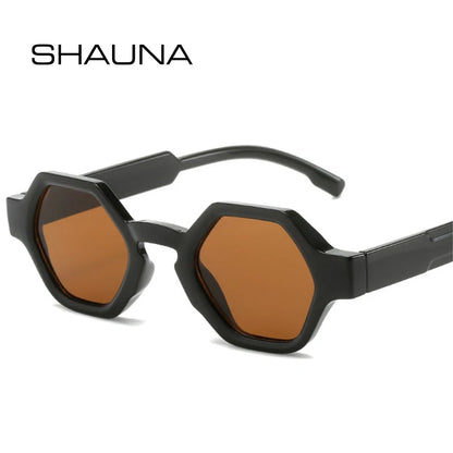 SHAUNA Retro Polygon Square Sunglasses for Women Shades UV400 Fashion Punk Candy Color Men Sun Glasses