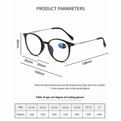 MYT_0522 Round Anti Blue Light Reading Glasses Presbyopic Eyeglasses Computer Prescription Eyewear With Degree +1.0~+4.0