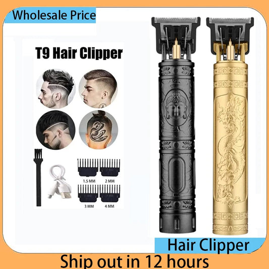 T9 Vintage Hair Trimmer Portable Hair Cutting Machine USB Fast Charging Shaver Barber Cordless Hair Clipper For Men's Barbe