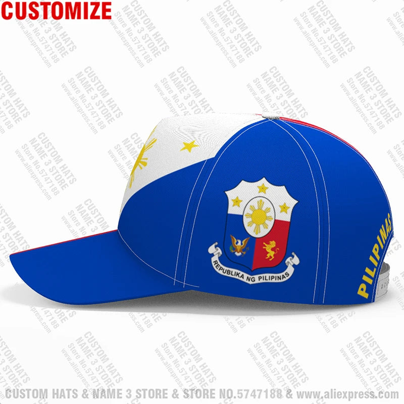 Philippines Baseball Caps Free Custom Name Team Logo Ph Hats Phl Country Travel Pilipinas Nation Filipino Flag Republic Headgear