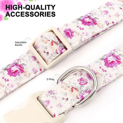 Nylon Dog Collar Adjustable Dogs Collar Flower Print Dog Collars Necklace For Small Medium Large Dogs Chihuahua Pug Pet Supplies