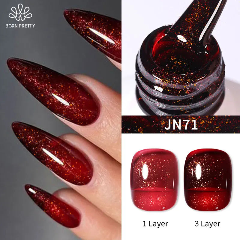 Wine Red Glitter Gel Nail Polish